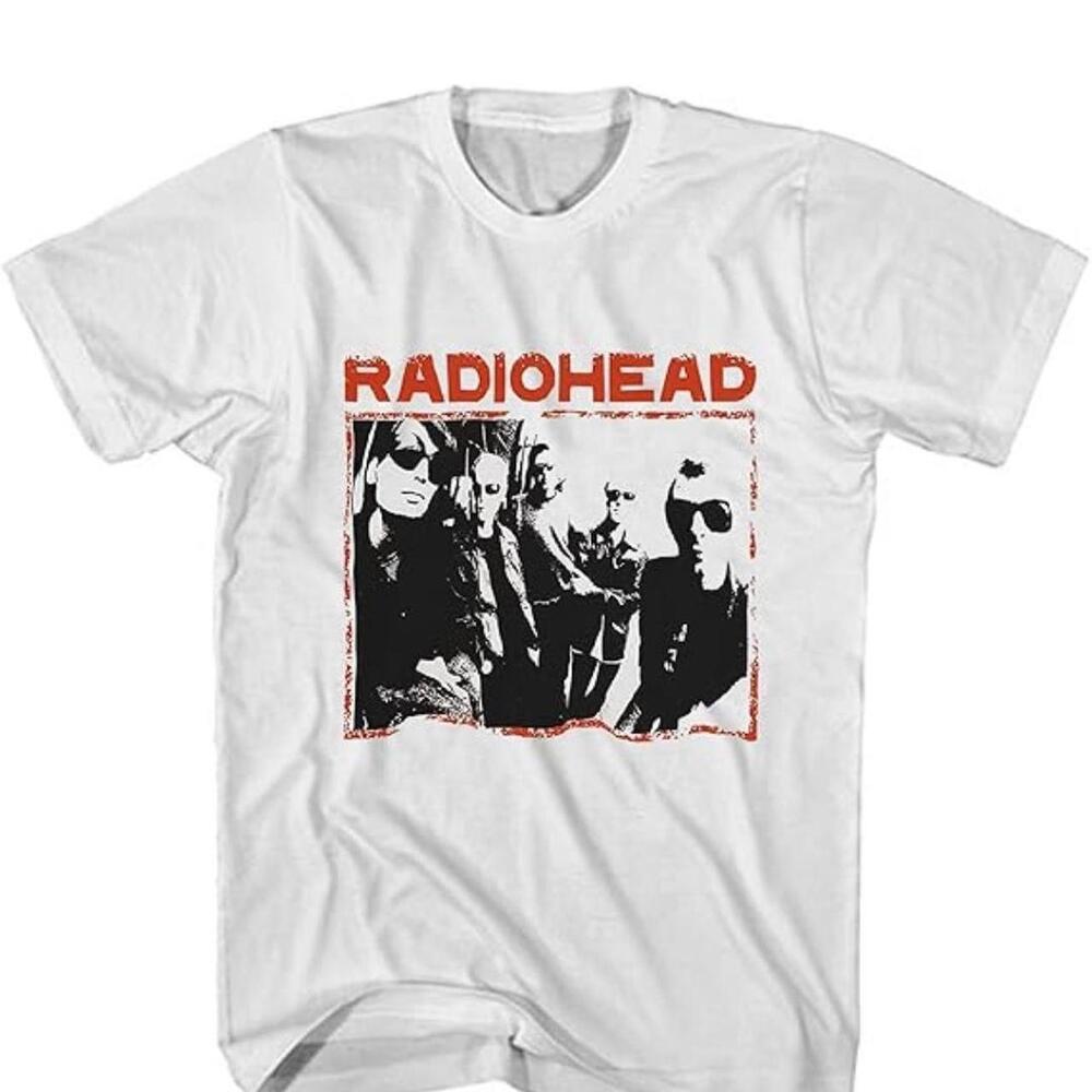 White Radiohead Band Tee Gildan